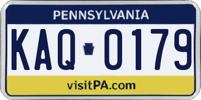 PA license plate KAQ0179