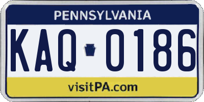 PA license plate KAQ0186