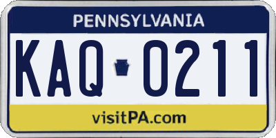 PA license plate KAQ0211