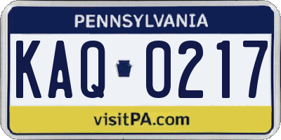 PA license plate KAQ0217