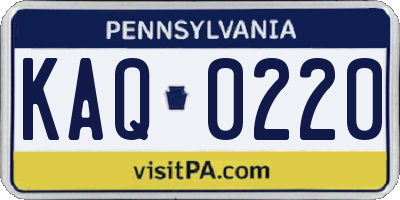 PA license plate KAQ0220