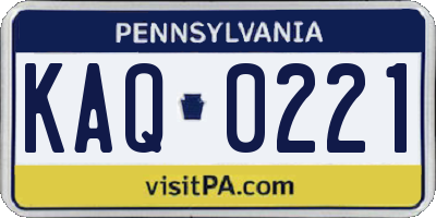 PA license plate KAQ0221