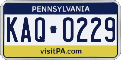 PA license plate KAQ0229