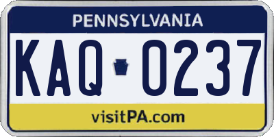 PA license plate KAQ0237