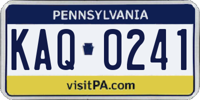 PA license plate KAQ0241