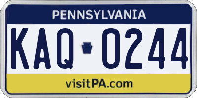 PA license plate KAQ0244