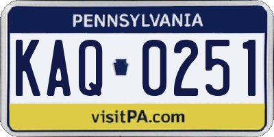 PA license plate KAQ0251
