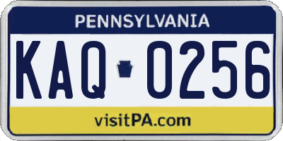 PA license plate KAQ0256