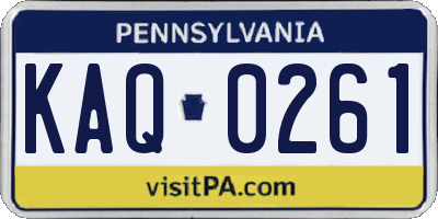 PA license plate KAQ0261