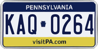 PA license plate KAQ0264