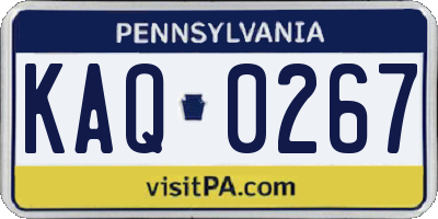 PA license plate KAQ0267