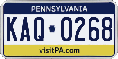 PA license plate KAQ0268