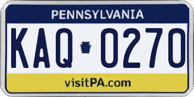 PA license plate KAQ0270