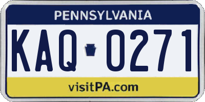 PA license plate KAQ0271