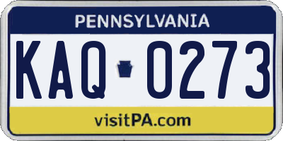PA license plate KAQ0273