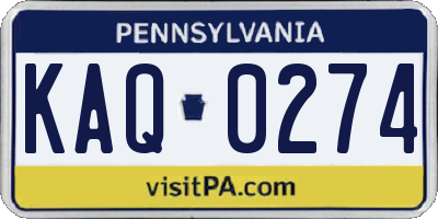 PA license plate KAQ0274