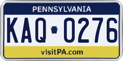PA license plate KAQ0276