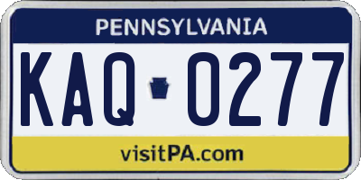 PA license plate KAQ0277