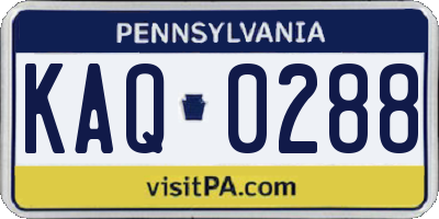 PA license plate KAQ0288
