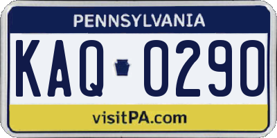 PA license plate KAQ0290