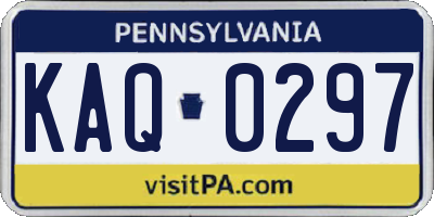 PA license plate KAQ0297