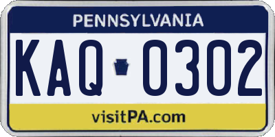 PA license plate KAQ0302