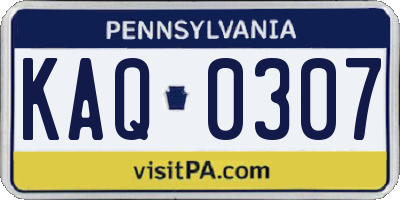 PA license plate KAQ0307