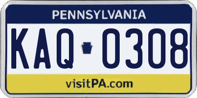 PA license plate KAQ0308