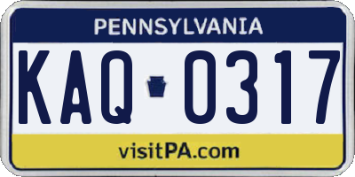 PA license plate KAQ0317