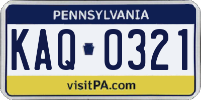 PA license plate KAQ0321
