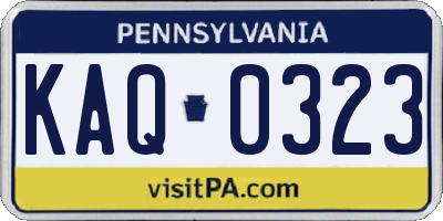 PA license plate KAQ0323