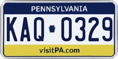 PA license plate KAQ0329