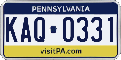 PA license plate KAQ0331