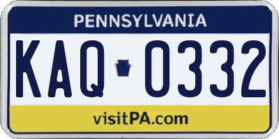 PA license plate KAQ0332
