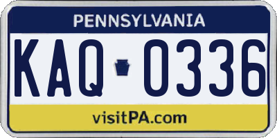 PA license plate KAQ0336