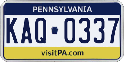 PA license plate KAQ0337