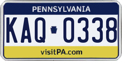 PA license plate KAQ0338