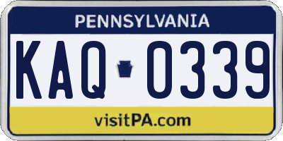 PA license plate KAQ0339