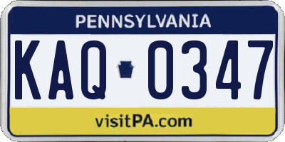 PA license plate KAQ0347