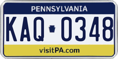 PA license plate KAQ0348