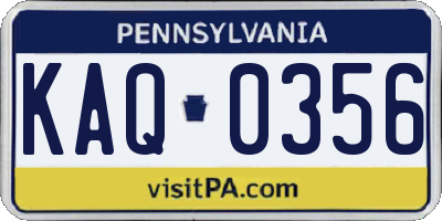 PA license plate KAQ0356