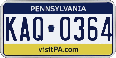 PA license plate KAQ0364