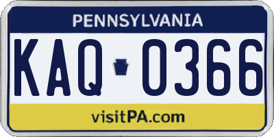 PA license plate KAQ0366