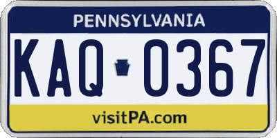 PA license plate KAQ0367