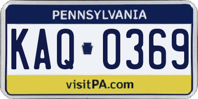 PA license plate KAQ0369