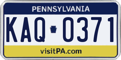 PA license plate KAQ0371