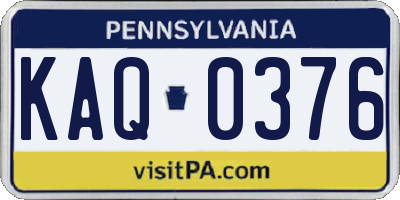 PA license plate KAQ0376