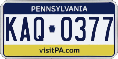 PA license plate KAQ0377