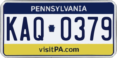 PA license plate KAQ0379