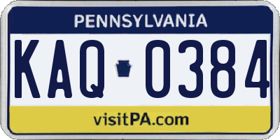 PA license plate KAQ0384